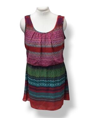 Accidentally in Love Junior’s Sleeveless Scoop Neck Mini Dress, Multi, sz XL